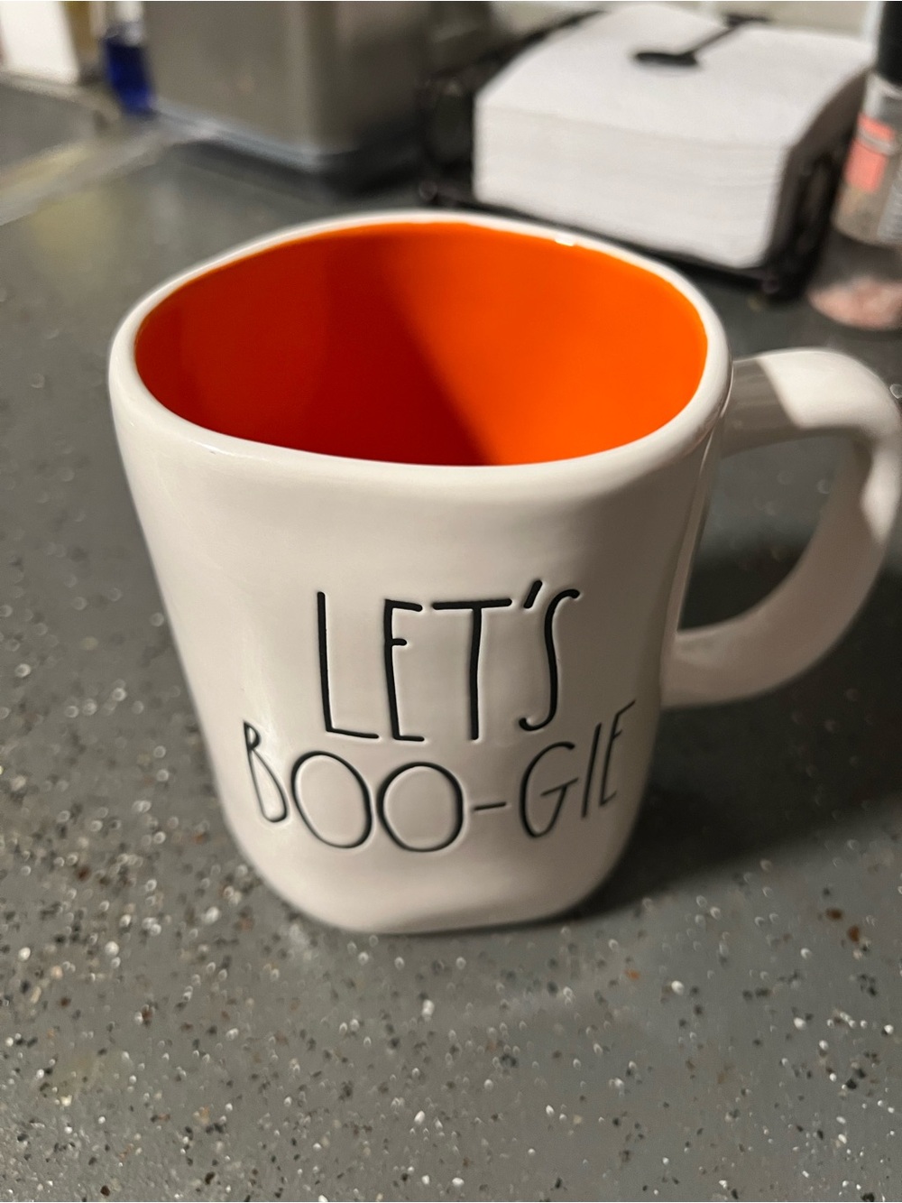 LET'S BOO-GIE Rae Dunn Halloween Ceramic Mug - Orange Interior